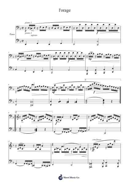 Étude en ré mineur "L'Orage" Op. 109, No. 13 Sheet Music by Friedrich Burgmüller-Arr.Vanckey Housetia