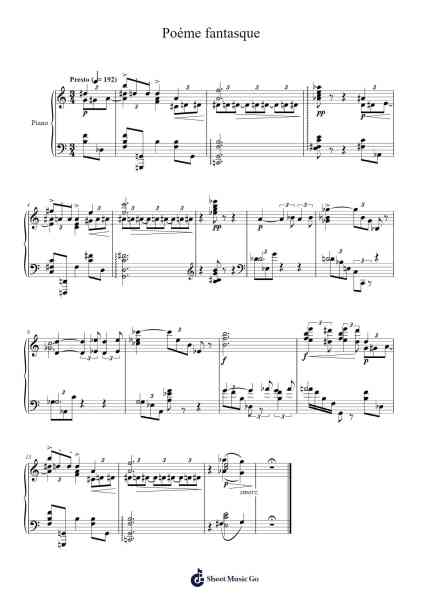 3 Morceaux, Op. 45 No. 2: Poème fantasque Sheet Music by Alexander Scriabin-Arr.Manian