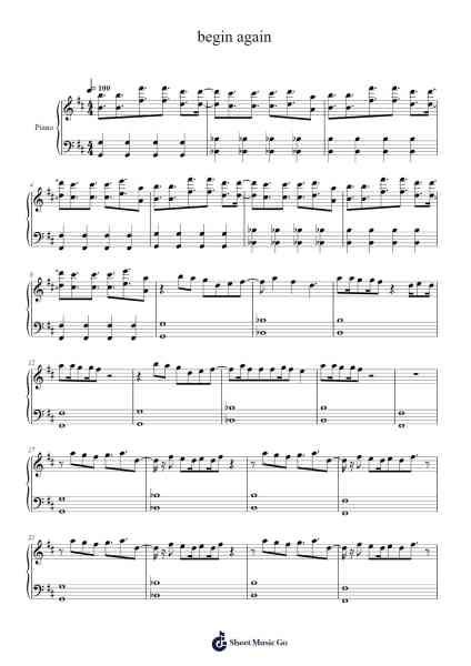 begin again Sheet Music by Luke Erickson-Arr.Loborn Chadrie