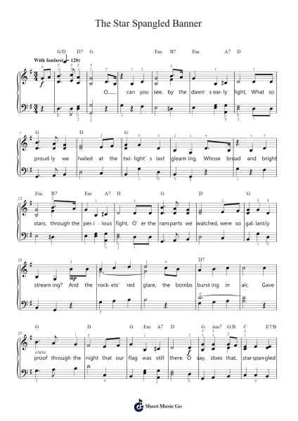 The Star Spangled Banner Sheet Music by Francis Scott Key/John Stafford Smith-Arr.Gillnise