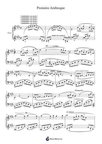 Deux Arabesques, L. 66: No. 1 in E Major, Andantino con moto Sheet Music by Claude Debussy-Arr.Lanps Gailkyle