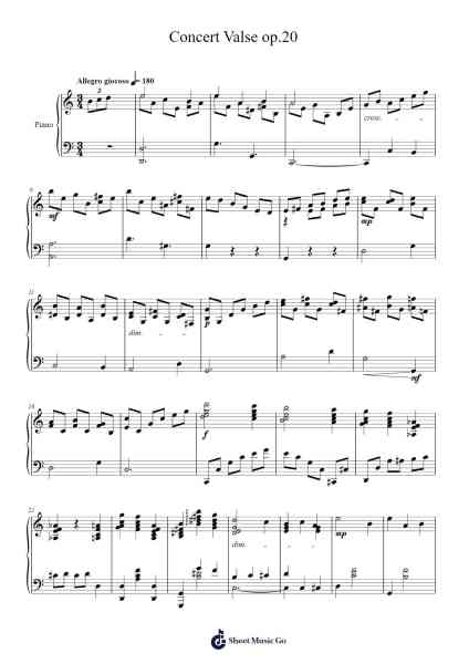 Concert Valse op.20 Sheet Music by avrdey09-Arr.Walry