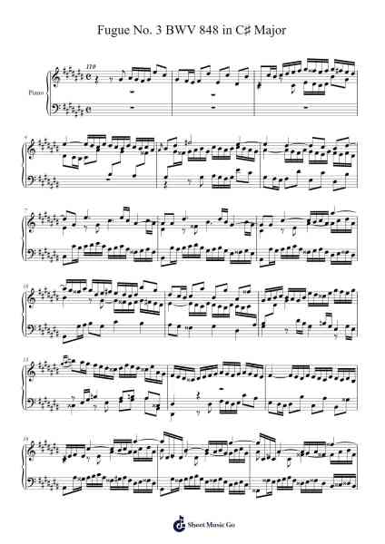 Fugue No. 3 in C-sharp Major, BWV 848 Sheet Music by Johann Sebastian Bach-Arr.Hulking Chilmund