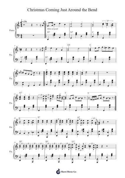 Christmas Coming Just Around the Bend Sheet Music by J-Marie Desgrange-Arr.Burnebooth Theobel