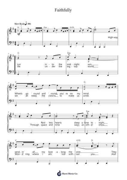 Faithfully Sheet Music by Glee Cast-Arr.Brookjoy