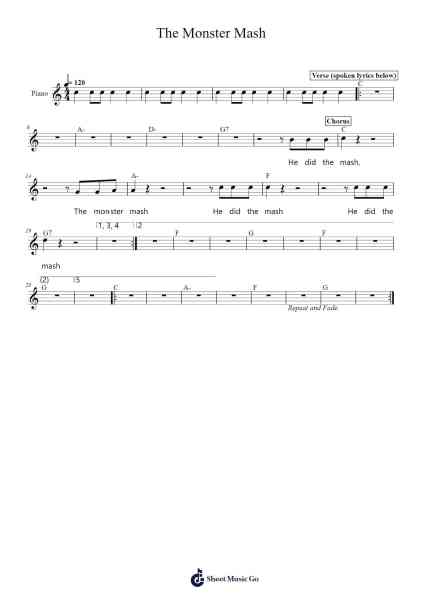 The Monster Mash Sheet Music by Bobby Pickett-Arr.Cisgrey