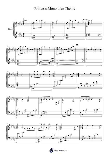 Princess Mononoke Theme Sheet Music by Joe Hisaishi-Arr.Dougtin Vashop