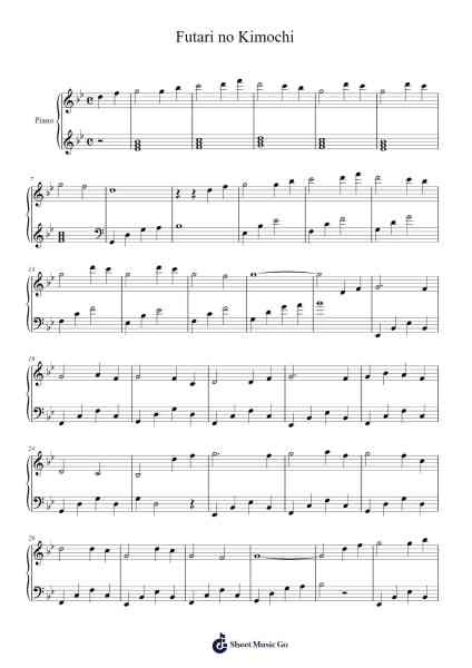 Futari no Kimochi Ноты для фортепиано от Dinh Quang Duc-Arr.Mccan
