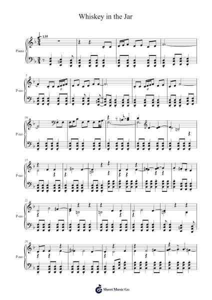 Whiskey in the Jar Sheet Music by Metallica-Arr.Oisenrob Clyger