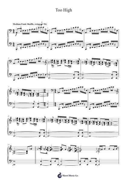 Too High Sheet Music by Stevie Wonder-Arr.Belbruce