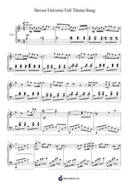 Steven Universe Full Theme Song (Piano) Sheet Music by Rebecca Sugar/Aivi & Surrashu-Arr.Stilling