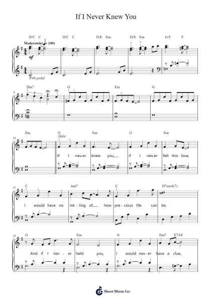If I Never Knew You Sheet Music by Jon Secada-Arr.Brookjoy