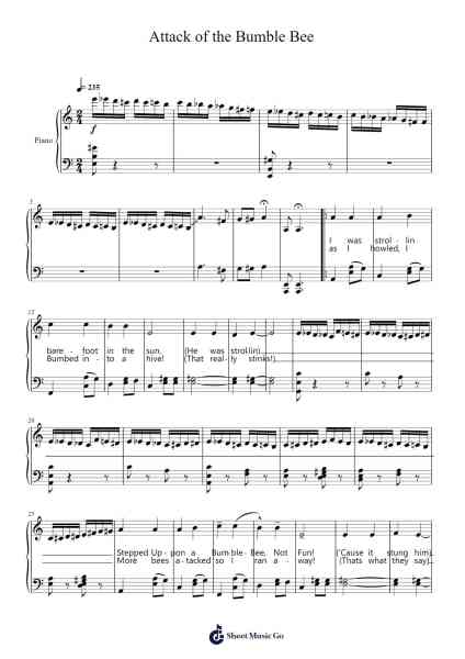Attack of the Bumble Bee Sheet Music by Hickstodd Joycedrich-Arr.Paygill Noaho'neil