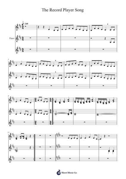 The Record Player Song Sheet Music by Daisy The Great-Arr.Louieby