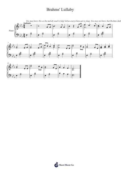 Wiegenlied, Op. 49, No. 4 Sheet Music by Johannes Brahms-Arr.Gardi Clairero