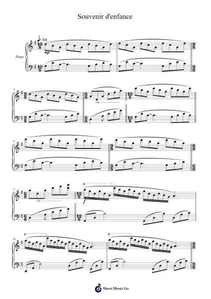 Souvenir d'enfance Sheet Music by Richard Clayderman-Arr.Efbooth Borgfe