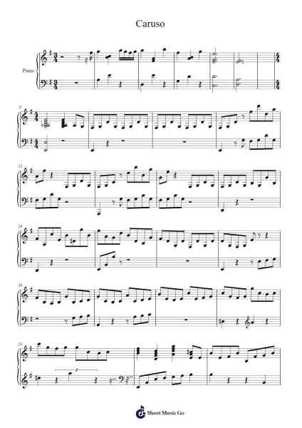 Caruso Sheet Music by Andrea Bocelli-Arr.Corsay Parhys