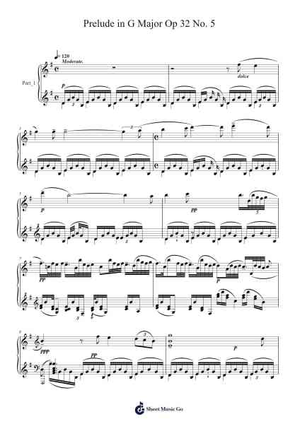 Prelude in G Major, Op. 32, No. 5 Sheet Music by S. Rachmaninow-Arr.Roymens