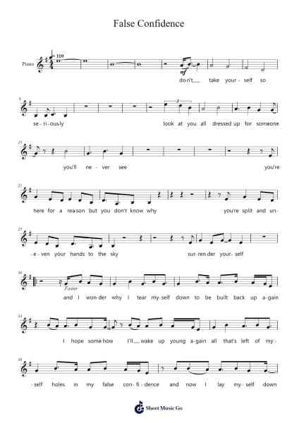 False Confidence (Violin Version) Sheet Music by Noah Kahan-Arr.Hunfrances Dunnfay