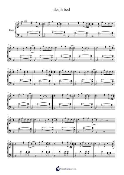 death bed Sheet Music by Powfu-Arr.Himorse