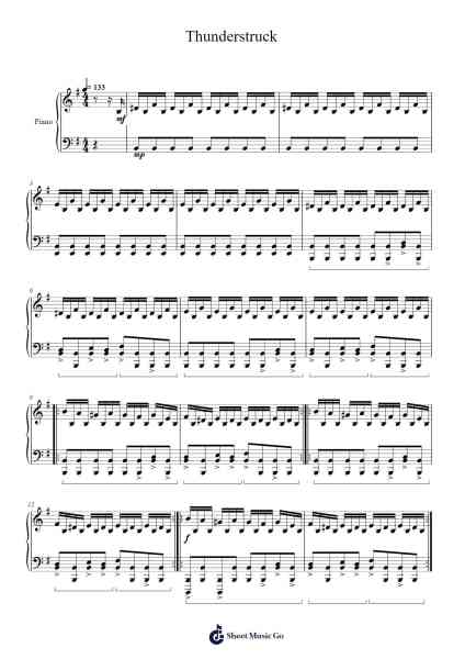 Thunderstruck Sheet Music by AC/DC-Arr.Greydre Keithburne