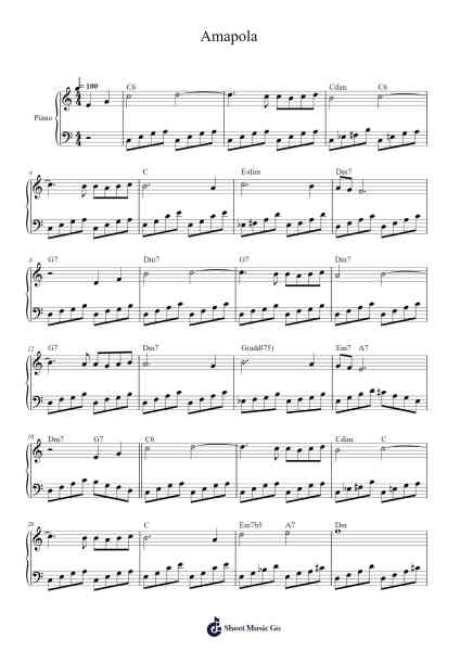 Amapola Sheet Music by José María Lacalle García-Arr.Ossharp Nortiane