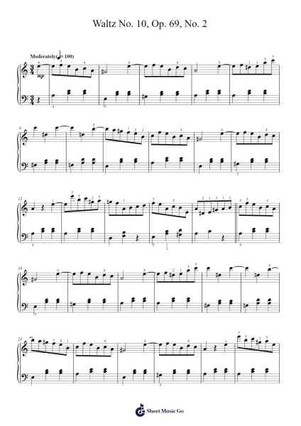 Waltz No. 10 in B Minor, Op. 69, No. 2 Sheet Music by Frédéric Chopin-Arr.Melra Consmer
