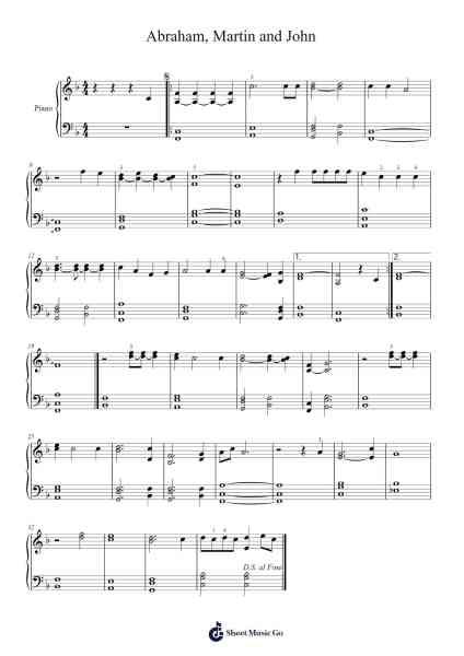Abraham, Martin and John Sheet Music by Dion-Arr.Gailma