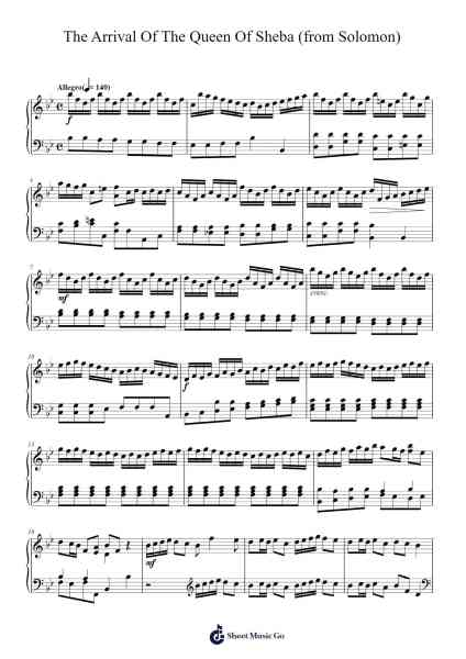 The Arrival of the Queen of Sheba from Solomon, HWV 67 Sheet Music by Georg Friedrich Händel-Arr.Thotus