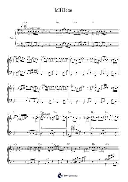 Mil Horas Sheet Music by Amar Azul-Arr.Corsay Parhys
