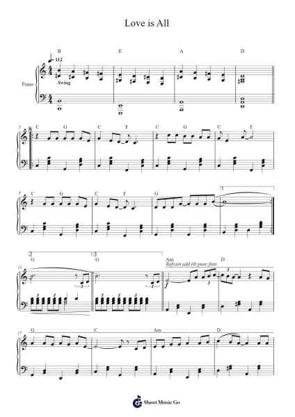 Love is All Sheet Music by Roger Glover-Arr.Jesphy Vebmons