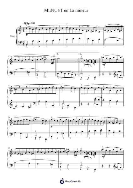 Menuet in A Minor Sheet Music by Jean-Philippe Rameau-Arr.Manbeard Lylaine