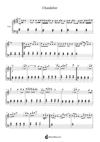 Chandelier Nuty na fortepian przez Sia-Arr.Chauburne Fowblair