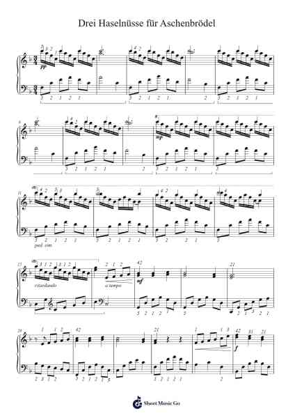 Drei Haselnüsse für Aschenbrödel Sheet Music by Karel Svoboda-Arr.Humglas Leathus