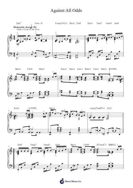 Against All Odds 樂譜由 Phil Collins - 編曲 Thoclare