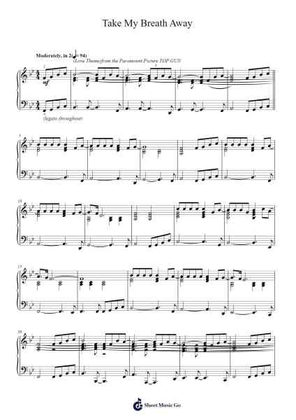 Take My Breath Away Sheet Music by Jessica Simpson-Arr.Croftslop
