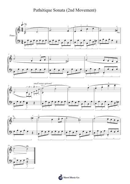 Piano Sonata No. 8 in C Minor, Op. 13 "Pathétique": II. Adagio cantabile Sheet Music by Ludwig van Beethoven-Arr.Cookjoe