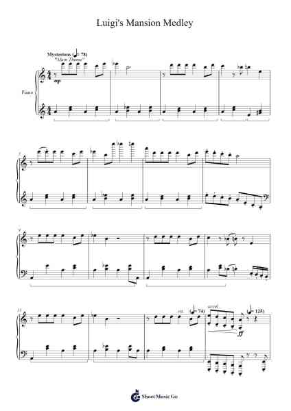 Luigi's Mansion Medley - Piano Solo Sheet Music by Shinobu Tanaka/Kazumi Totaka-Arr.Everkeith Abters