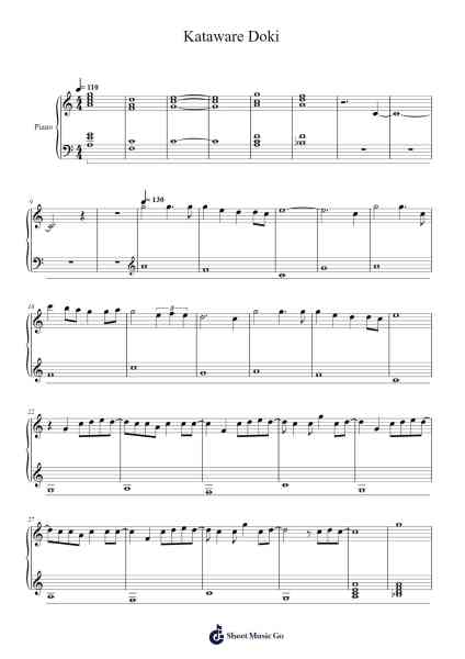 Kataware Doki Sheet Music by Hobbaird Birdsibyl-Arr.Louiefie