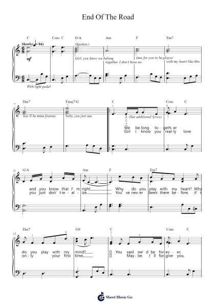 End Of The Road Sheet Music by Boyz II Men-Arr.Edlup Denlouie