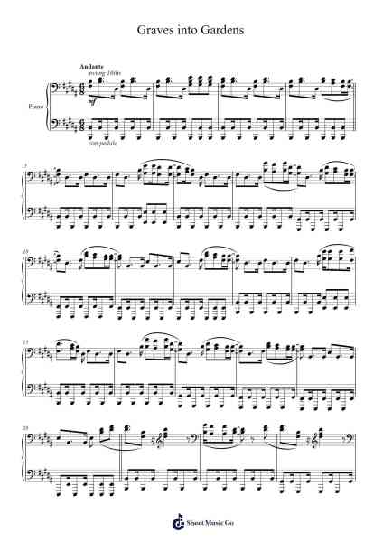 Graves into Gardens Sheet Music by Elevation Worship/Brandon Lake-Arr.Malke Wordby