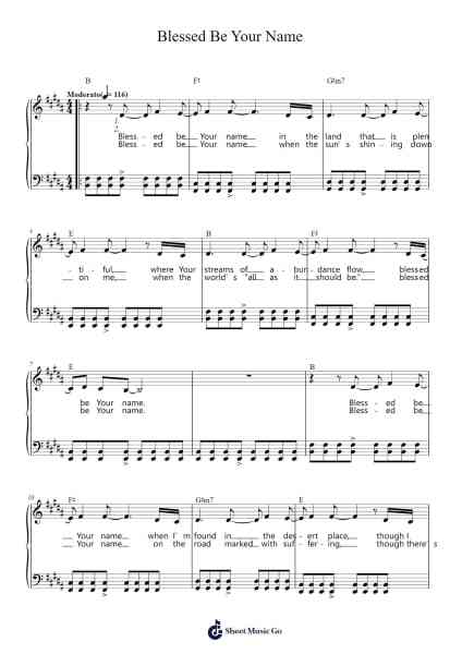 Blessed Be Your Name Sheet Music by Matt Redman-Arr.Leaglan Piersmar