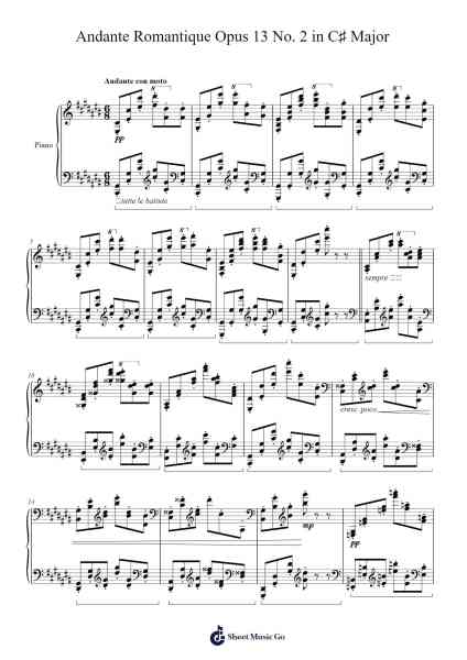 Andante Romantique Opus 13 No. 2 in C♯ Major Sheet Music by Charles-Valentin Alkan-Arr.Edlup Denlouie