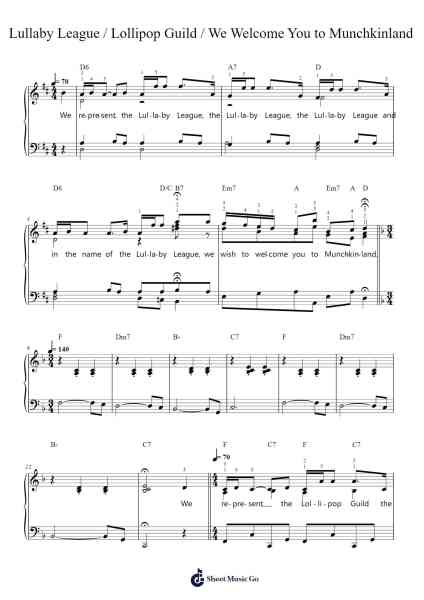 Lullaby League/Lollipop Guild/We Welcome You To Munchkinland (from 'The Wizard Of Oz') Sheet Music by Harold Arlen-Arr.Brumaud