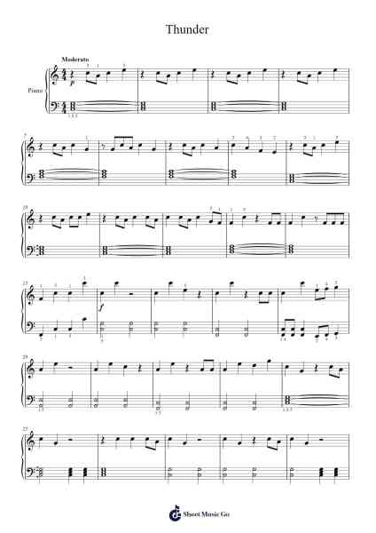 Thunder Sheet Music by Imagine Dragons-Arr.Gregdi