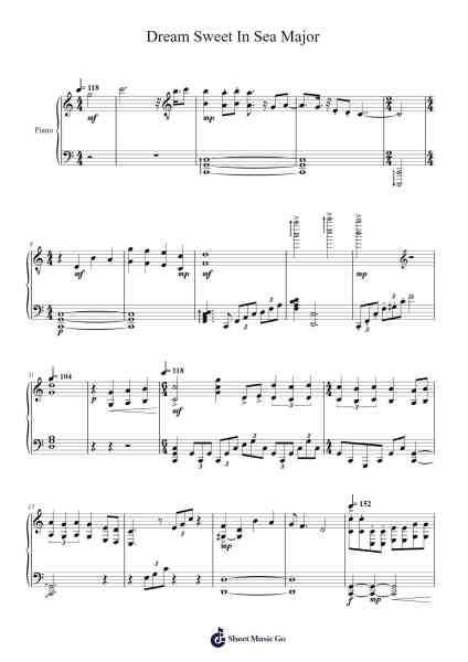 Dream Sweet in Sea Major Sheet Music by Miracle Musical-Arr.Greengrant Darvice