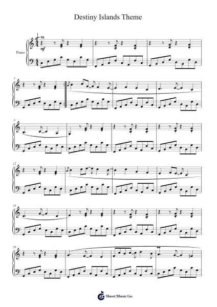 Destiny Islands Theme Sheet Music by Misc Computer Games-Arr.Yerleen Virdean