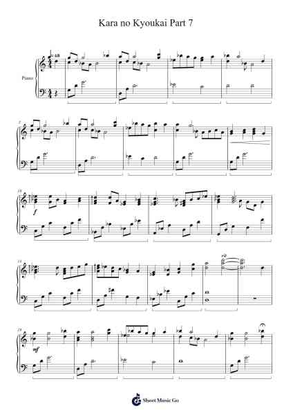 Kara no Kyoukai Part 7 - M22-22 Sheet Music by Yuki Kajiura-Arr.Haletra Kimstone