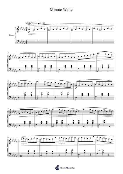 Waltz in D-flat Major, Op. 64, No. 1 "Minute Waltz" النوتات الموسيقية بواسطة Frédéric Chopin-ترتيب.Faithegou Tesskuk