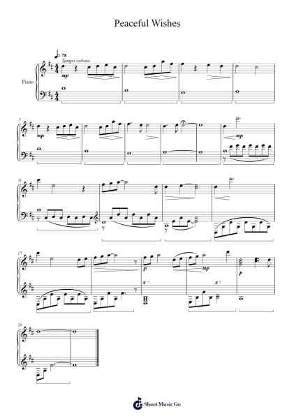 Peaceful Wishes 樂譜由 Yu-Peng Chen - 編曲 Blithediah